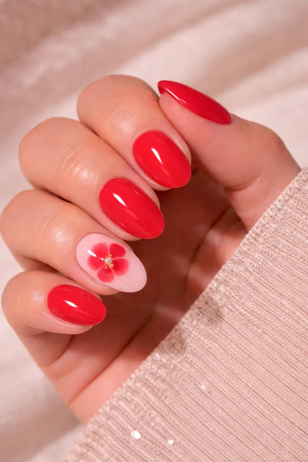 Kit Press-on Nails Rouge Fleur