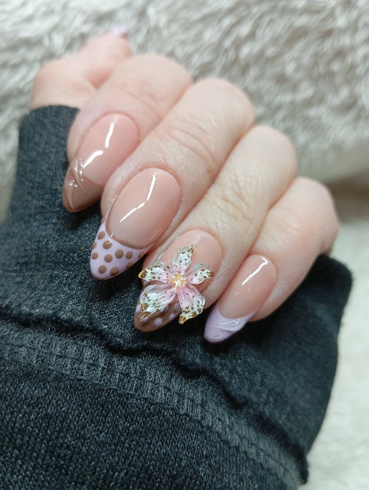 Kit Press-on Nails Mauve Cerisier Doré