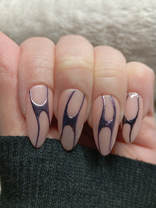 Press on Nails Nude Amande Longue | Faux Ongles Fait Main Élégance Sculptée – Claé&Co